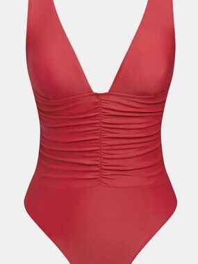NWT Cupshe one-piece swimsuit. Color: Red. Size: Large Plunging neckline